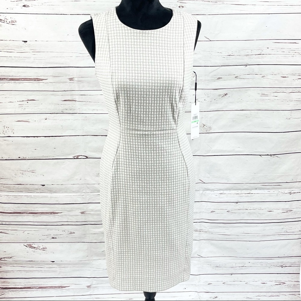 Calvin Klein Women’s Sheath Dress Crew Neck Sleeveless Plaid Size 8